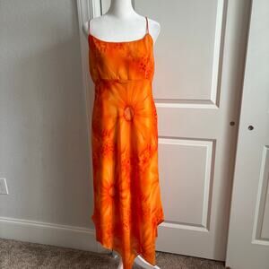 Vintage Jessica Howard 90s Sunflower Orange Tank Dress Sz 12 Babydoll Whimsy